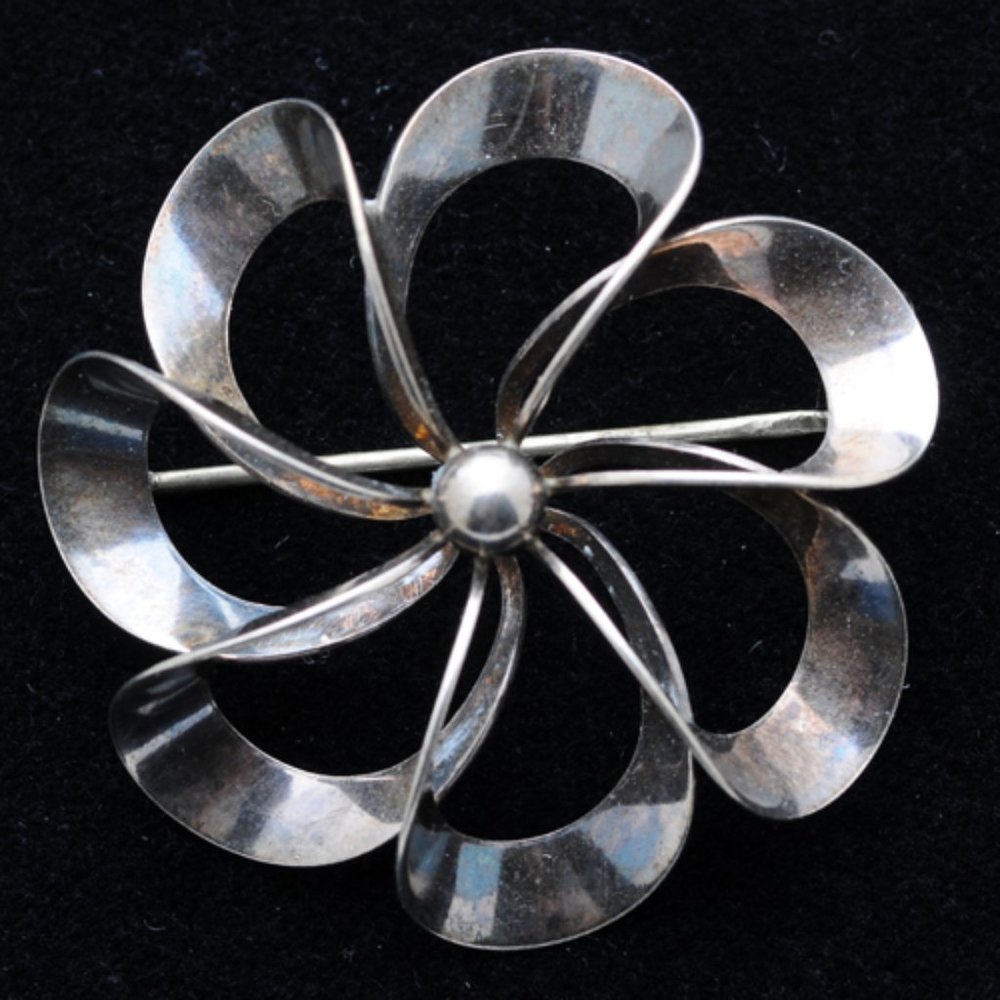 Rare Danish Silver flower pin - Vintage